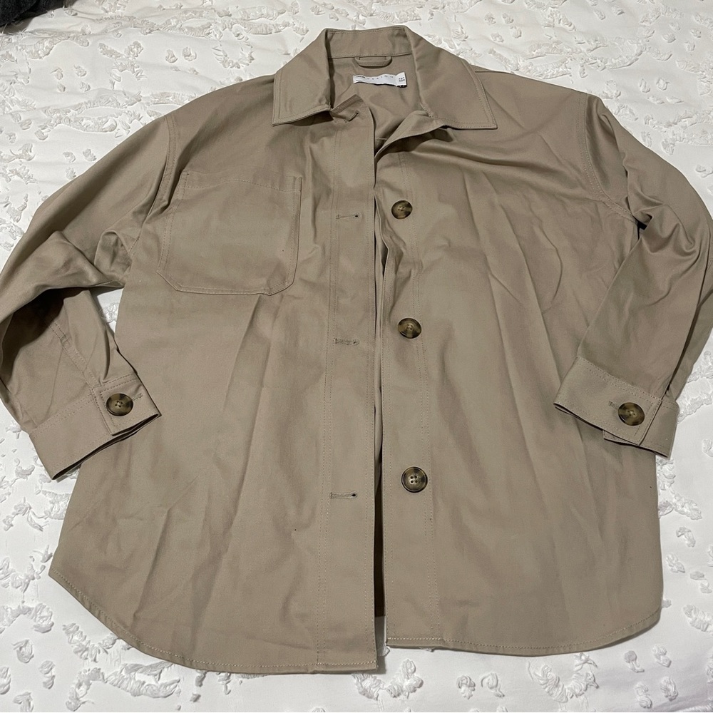 Brown/beige cotton oversized shacket